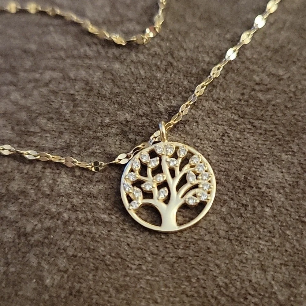 Lara ROES Dainty Sterling Silver Tree of Life Pendant Layered Necklace